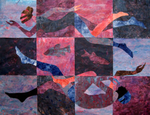 Harmati Zsófia: Vízben; kollázs; akvarell