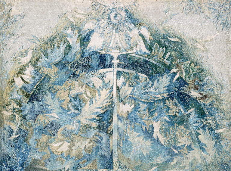 Máder Indira kárpitművész - A Mindent Mozgatónak glóriája…”; haute-lisse; gyapjú, selyem