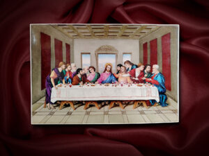 Seszták János porcelánfestő Kolozsvár - Utolsó vacsora – porcelánkép.